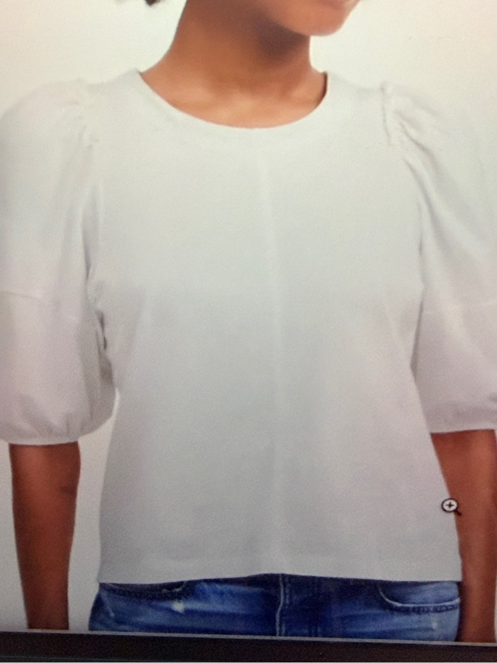 Madewell White Puff-Sleeve Tee.  EUC/Worn Once